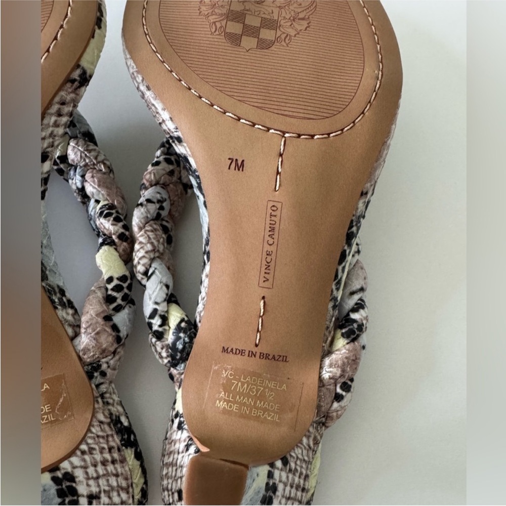 Snake Print Braided Sandals Vince Camuto Size 7 - Picture 10 of 10